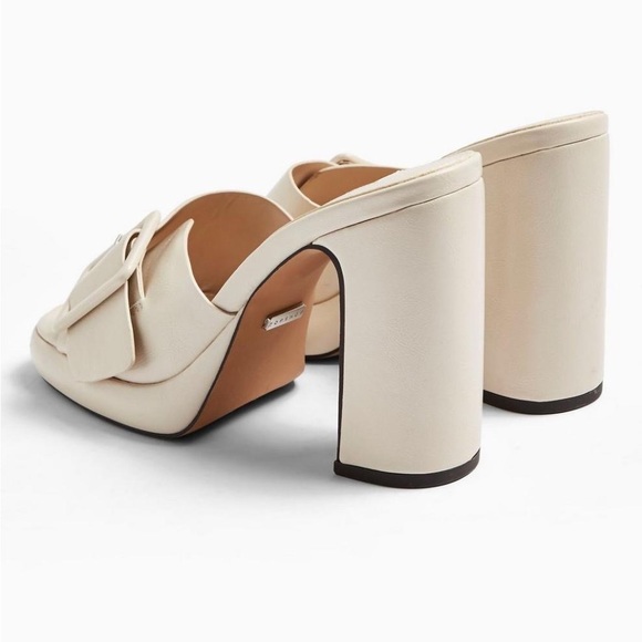 Topshop Reflect Ecru Buckle Sandal Mules in Cream, size 7.5 - Picture 3 of 11